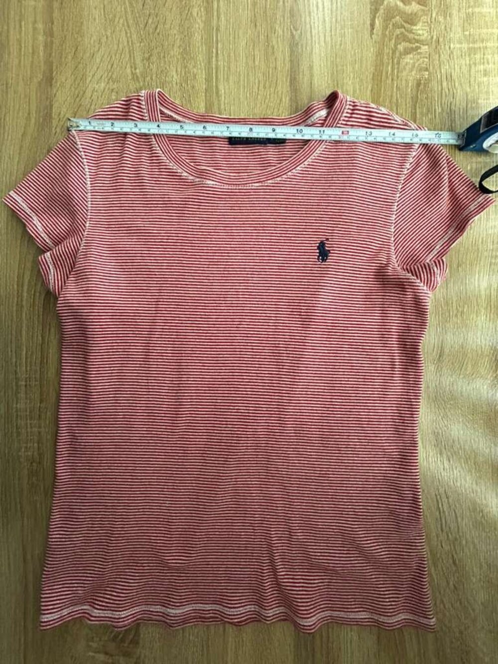 Polo Ralph Lauren Red & White Striped Tee Women Size Lotton Classic Logo Top - Picture 4 of 10